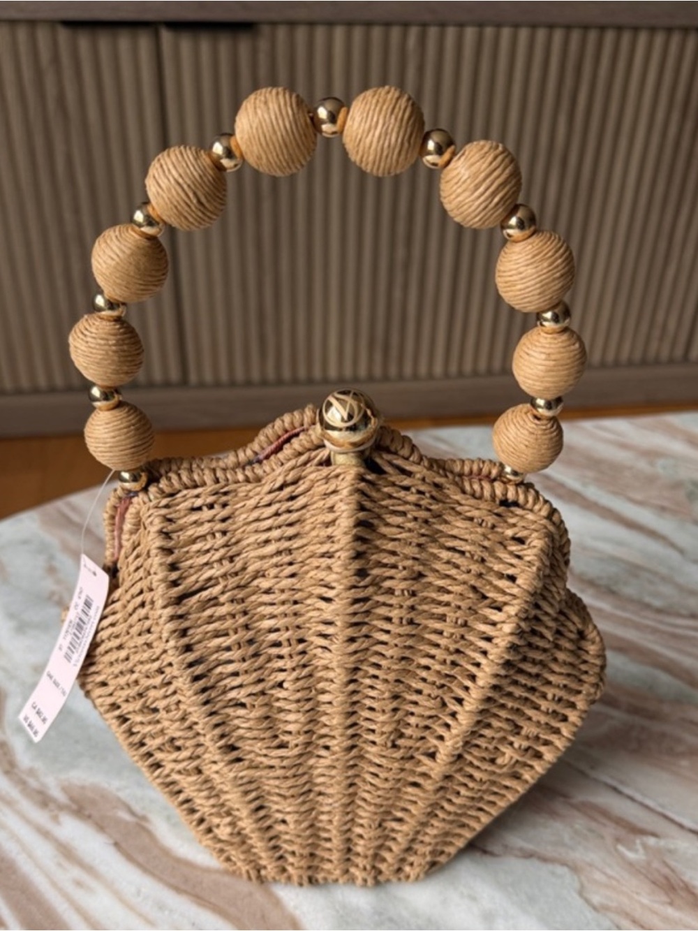 ☀️🐚VICTORIA’S SECRET WOVEN SHAPED RAFFIA SHELL BAG 🐚 crossbody bag removal chain